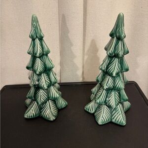 Two ceramic Christmas trees